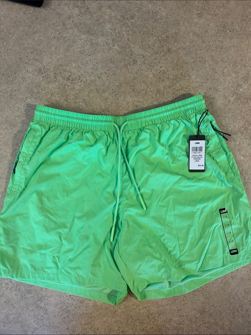 LCKR Neon Green 6” athletic shorts Size large